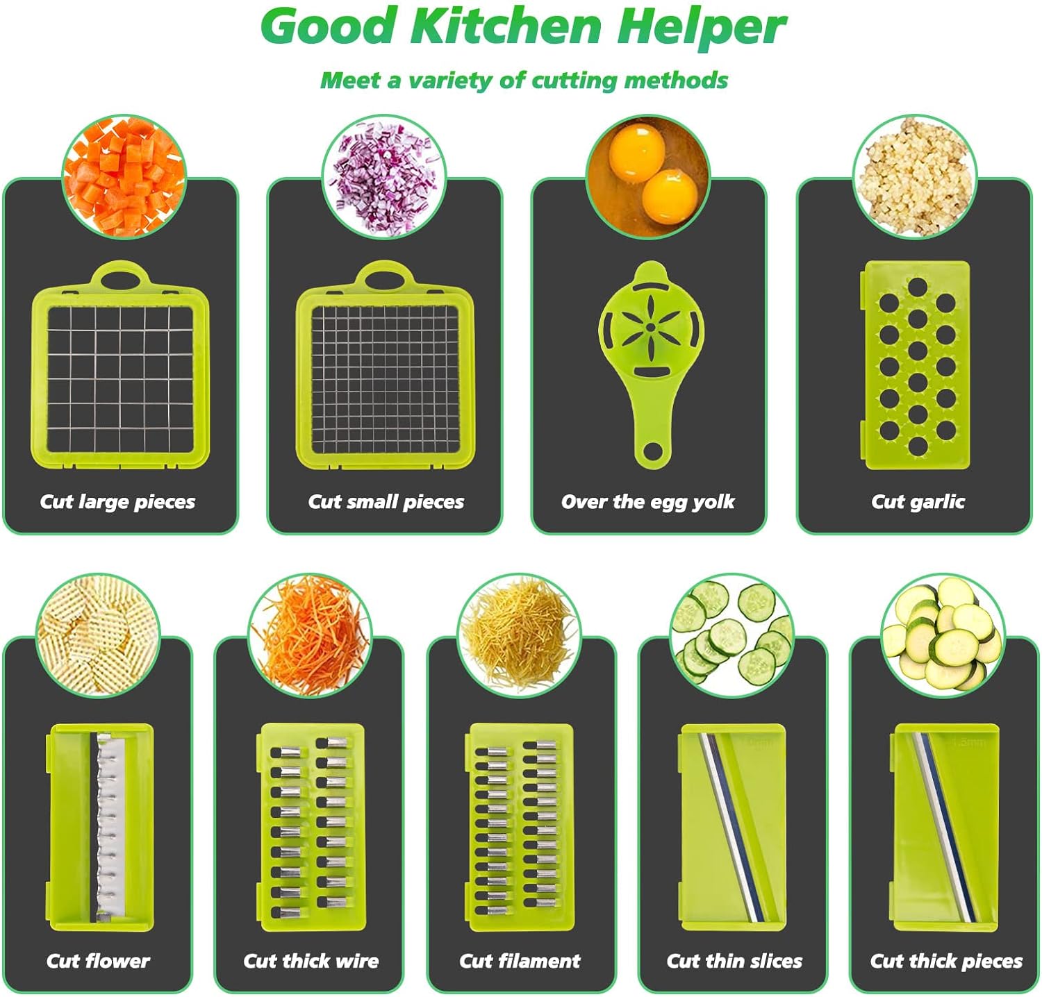 Vegetable Chopper,14-in-1 Kitchen Mandoline Vegetable Slicer Food Chopper