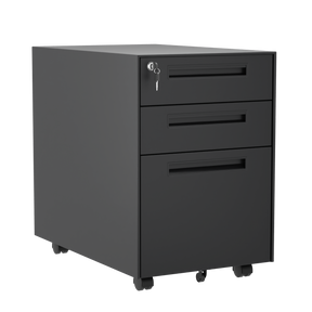 3 Drawer Metal Mobile Vertical Locking File Cabinet with Lock, Under Desk Rolling Filing Cabinets for for Home Office