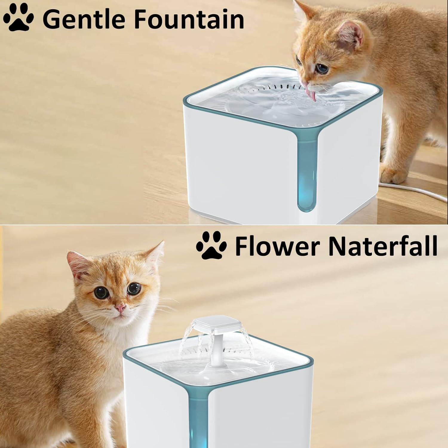 Cat Water Fountain, Automatic Cat Fountain 3L/101oz, Dog Water Dispenser with Adjustable Pump