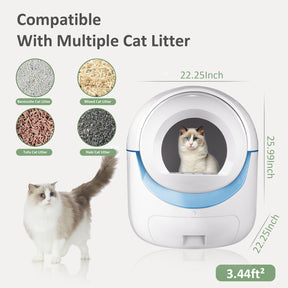 Self-Cleaning Cat Litter Box, Automatic Cat Litter Box for Multiple Cats with APP Control