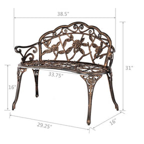 38.5" Cast Aluminum Outdoor Courtyard Decoration Park Leisure Rose Chair