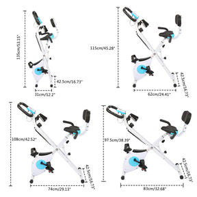 3 In 1 Folding Exercise Bike, Foldable Stationary Bike with Arm Workout, Backrest & Cushy Seat