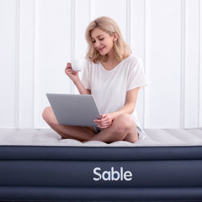 Full Size Air Mattress with Built in Pump Easy to Inflate/Quick Set Up Inflatable Mattress Double High Strong Support Air Bed with Headboard-TaoTronics US