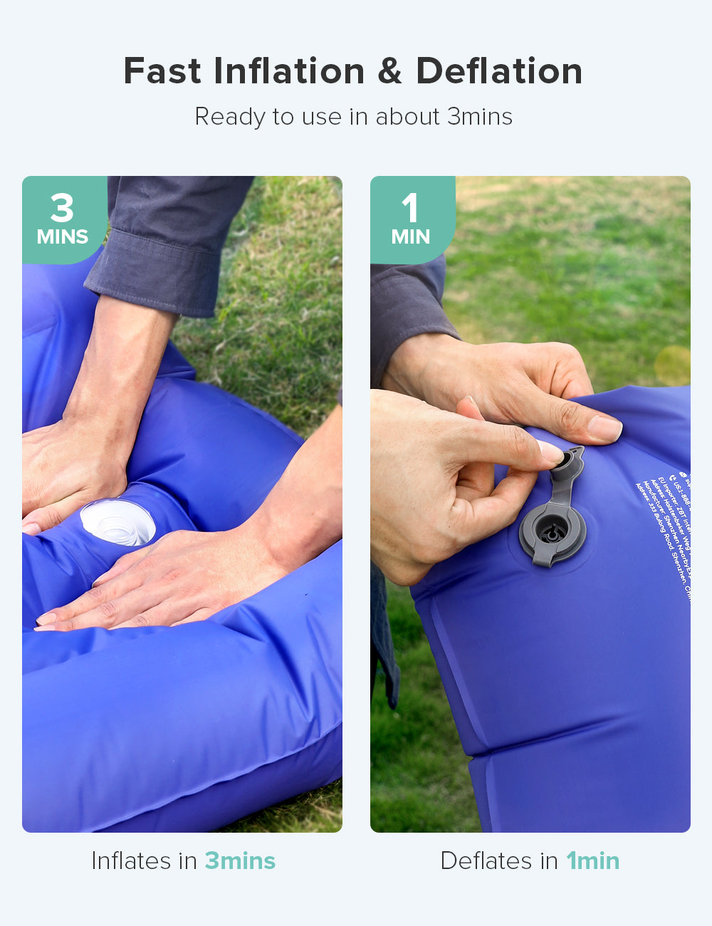 Sable Inflatable Camping Sleeping Mat Air Mattress, Twin size Air Pad with Pillow WM