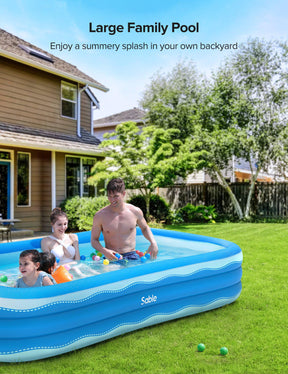 Sable 3meter Full-Sized 3Layer BPA-FREE Indoor& Outdoor Inflatable Swimming Pool for Kids, Toddlers, Adults-TaoTronics US