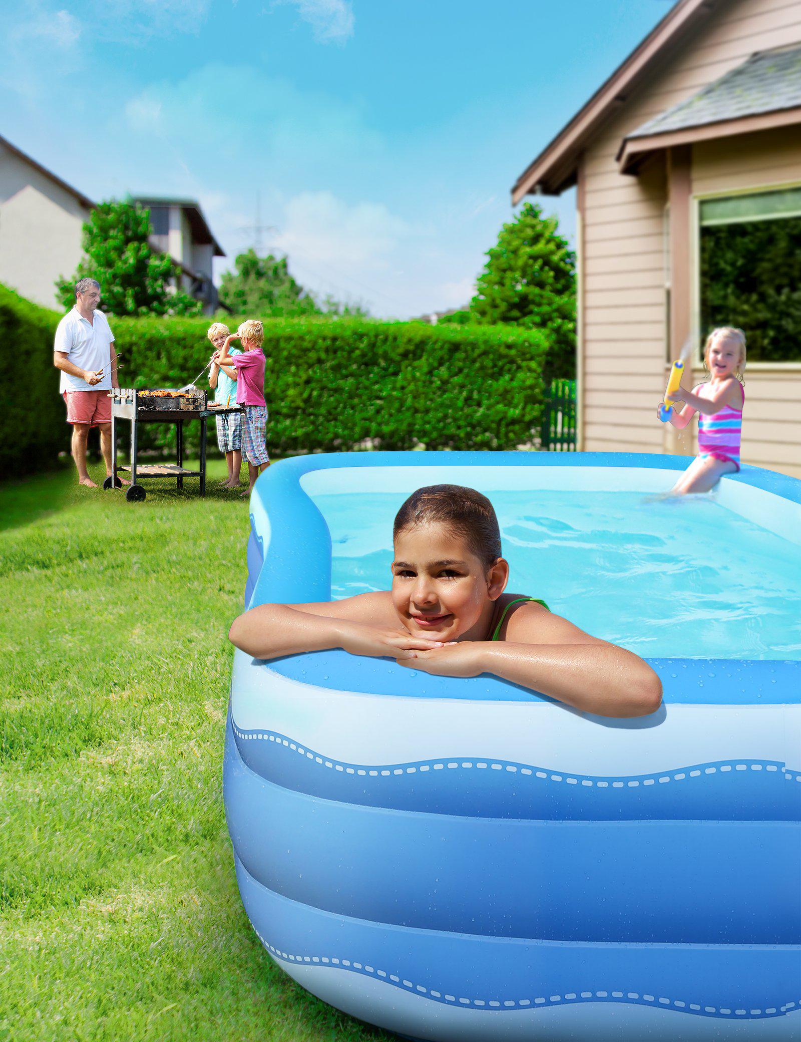 Sable 3meter Full-Sized 3Layer BPA-FREE Indoor& Outdoor Inflatable Swimming Pool for Kids, Toddlers, Adults-TaoTronics US