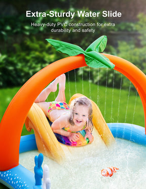 Evajoy Inflatable Spray Kiddie Pool with slide for kids