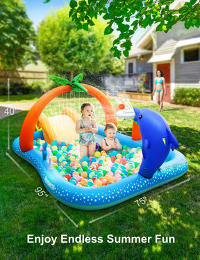 Evajoy Inflatable Spray Kiddie Pool with slide for kids