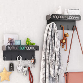 Key hook holder, mail manager and kitchen storage for wall decoration with 5 key hooks