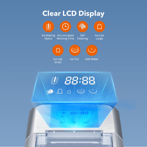 Countertop Machine with LCD Display, 2.1L Electric Ice Maker with Scoop