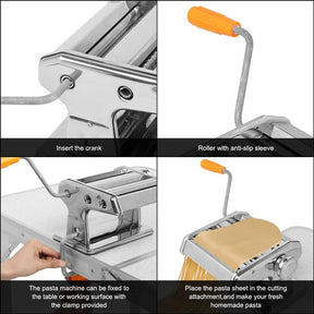 Dual-blade Multifunctional Manual Hand-cranking Operation Stainless Steel Noodle Making Machine