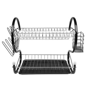 Large Dish Drying Rack with Drainboard, 2 Tier Stainless Steel Drying Racks for Kitchen Counter