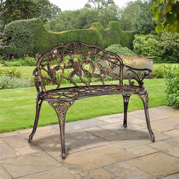 38.5" Cast Aluminum Outdoor Courtyard Decoration Park Leisure Rose Chair