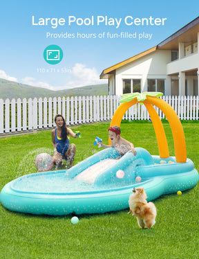 Evajoy Inflatable Spray Kiddie Pool with slide for kids