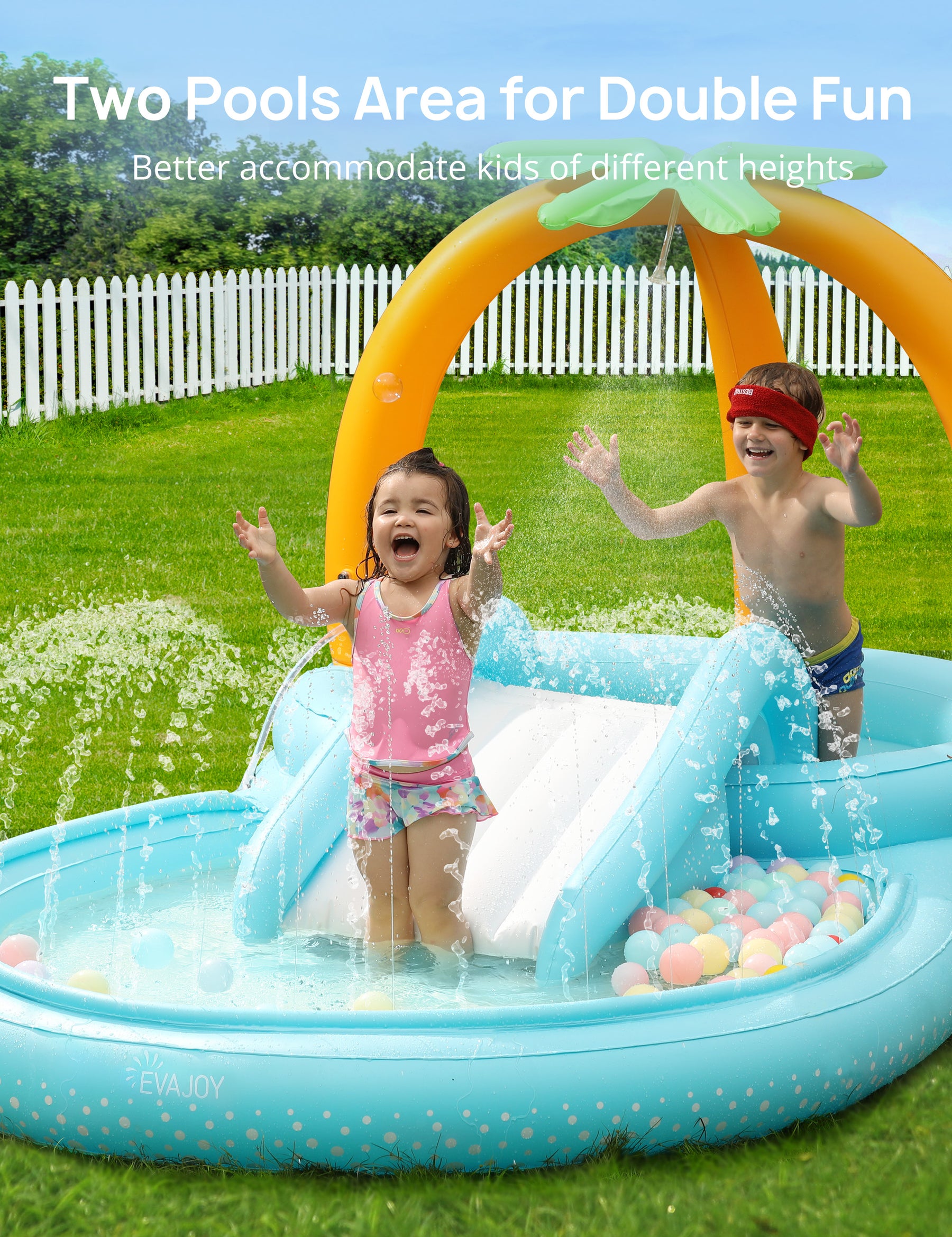 Evajoy Inflatable Spray Kiddie Pool with slide for kids