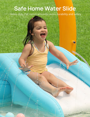 Evajoy Inflatable Spray Kiddie Pool with slide for kids