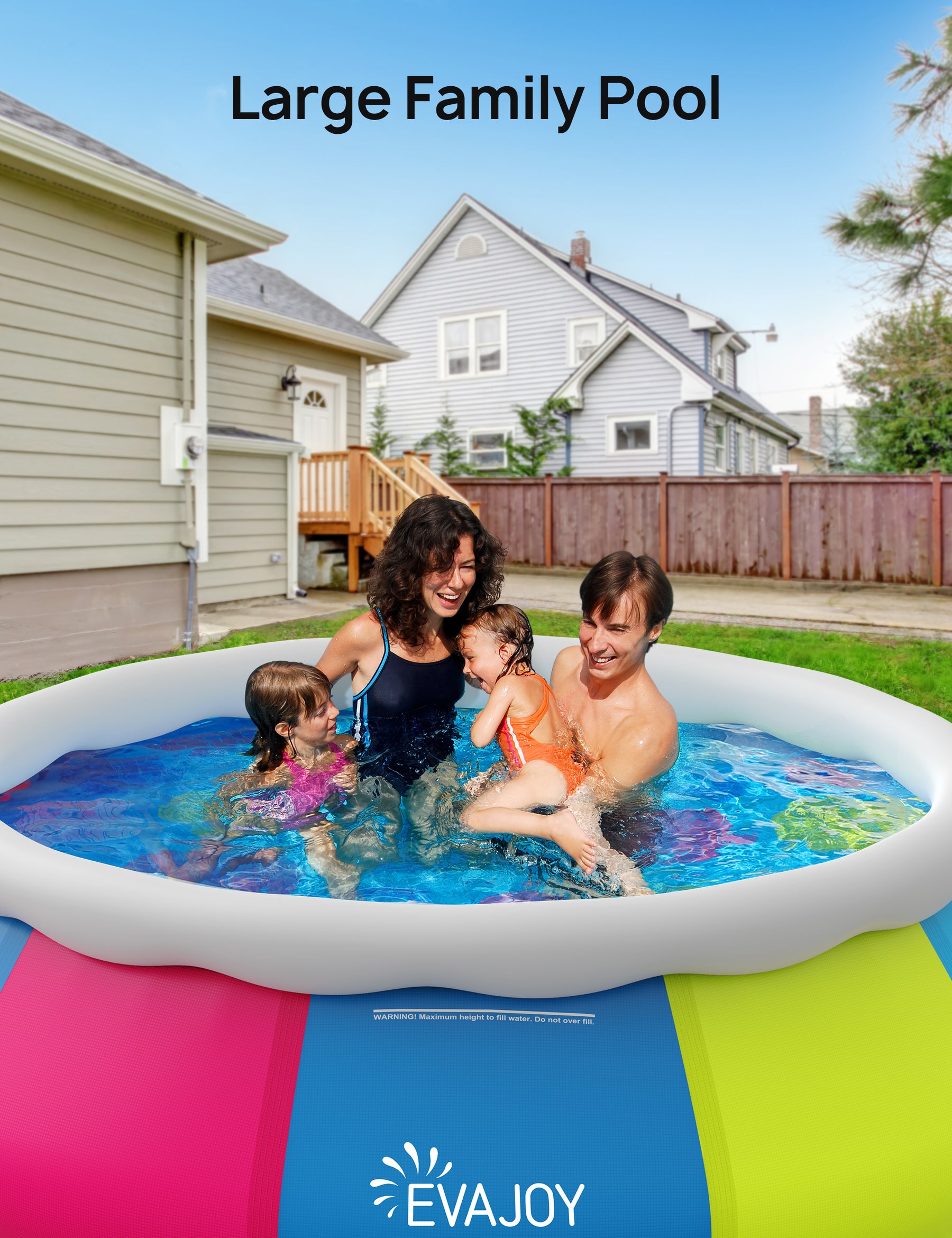 Evajoy Inflatable Swimming Pool Above Ground Pool 10ft x 30in Fast Set Pools