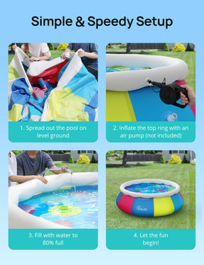Evajoy Inflatable Swimming Pool Above Ground Pool 10ft x 30in Fast Set Pools
