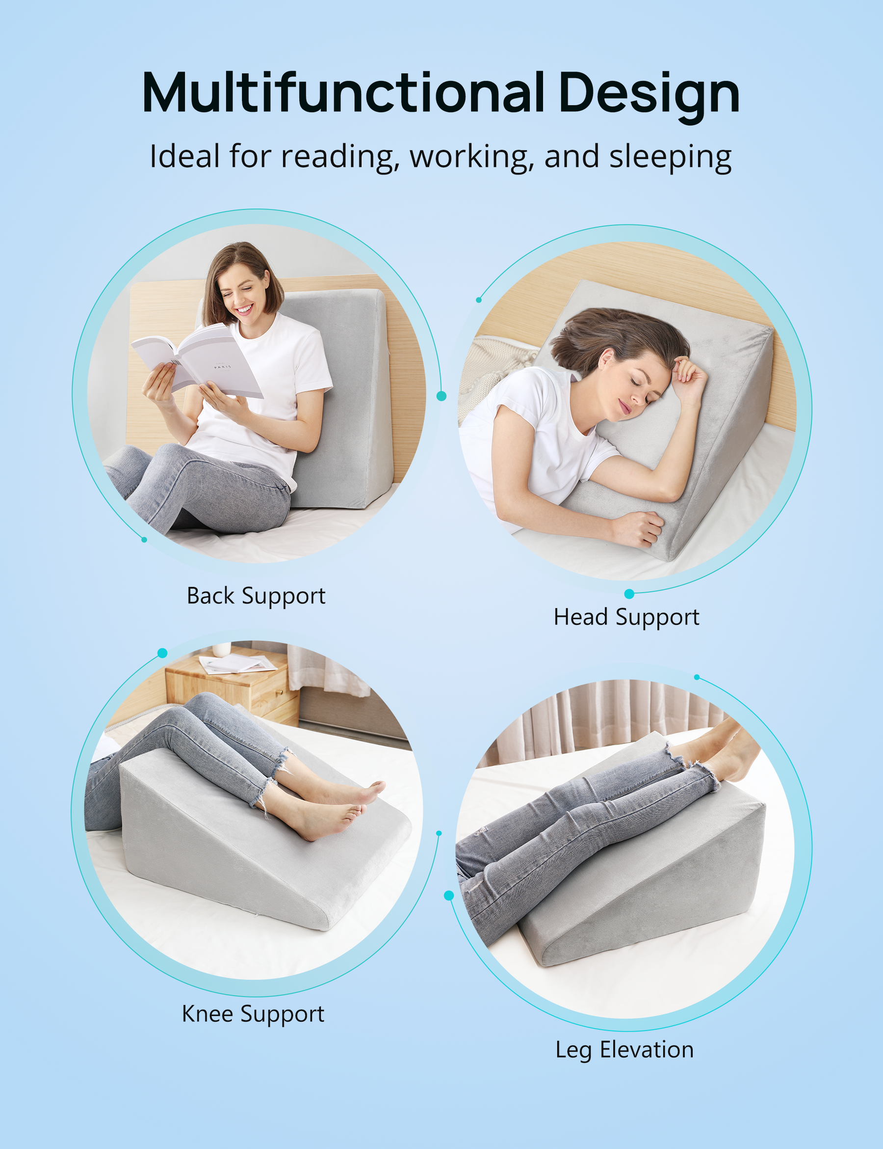 Unique Bargains Memory Foam Knee Support Pillow for Sleeping White 