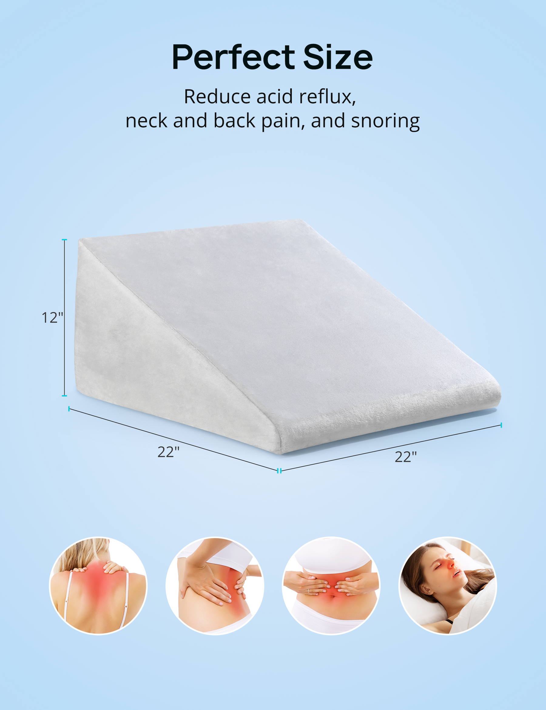 Evajoy Bed Wedge Pillow 12 inch Memory Foam Cooling Wedge Pillow