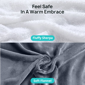 【50" x 60"】Evajoy Fluffy Sherpa Flannel Heated Throw Blanket, Full Size Blanket Throw with 3 Heating Levels