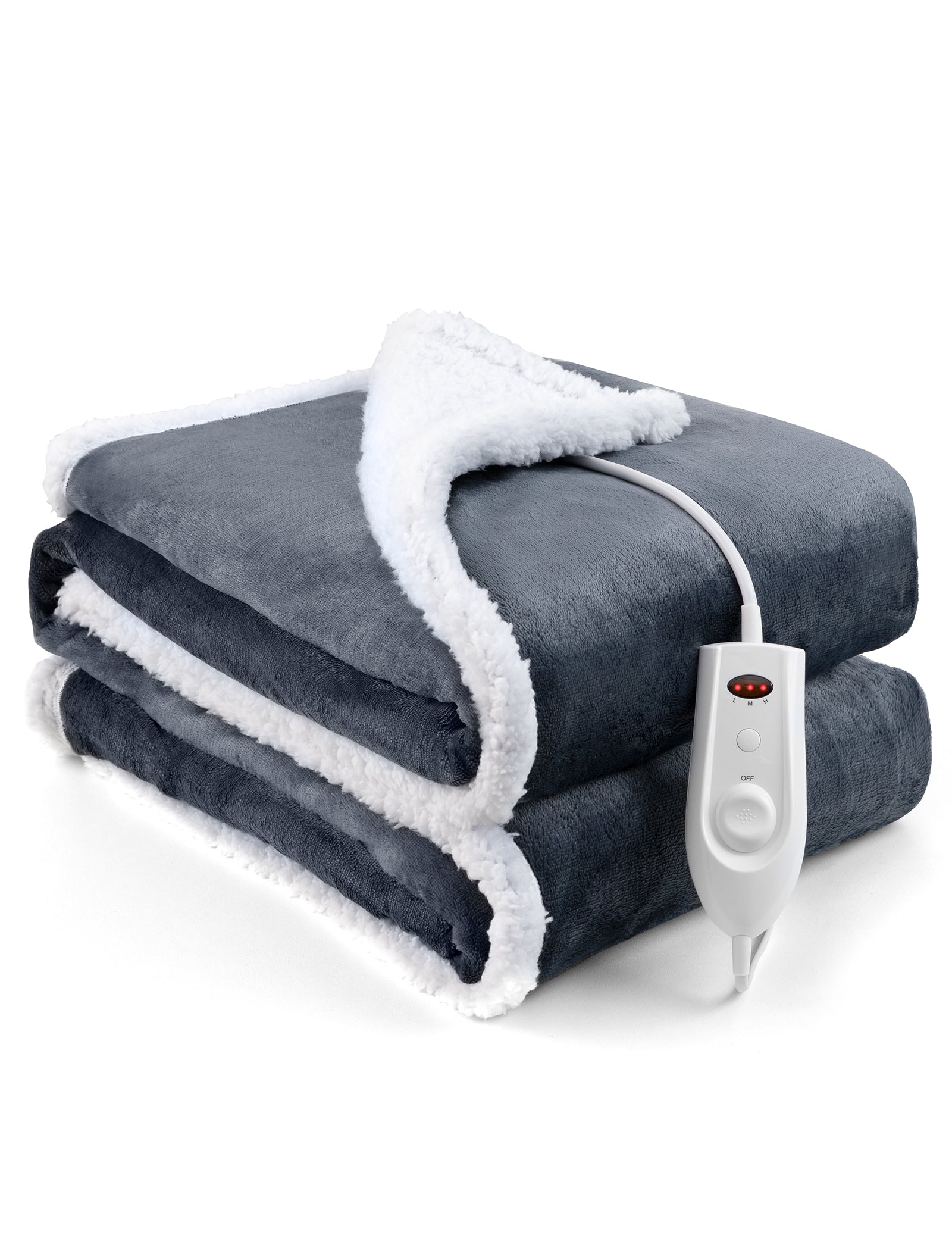 【50" x 60"】Evajoy Fluffy Sherpa Flannel Heated Throw Blanket, Full Size Blanket Throw with 3 Heating Levels