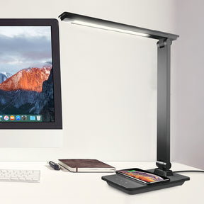 QI-Tech LED Desk Lamp DL057, Advanced-5th Generation Stable Wireless Charging  for All Phones