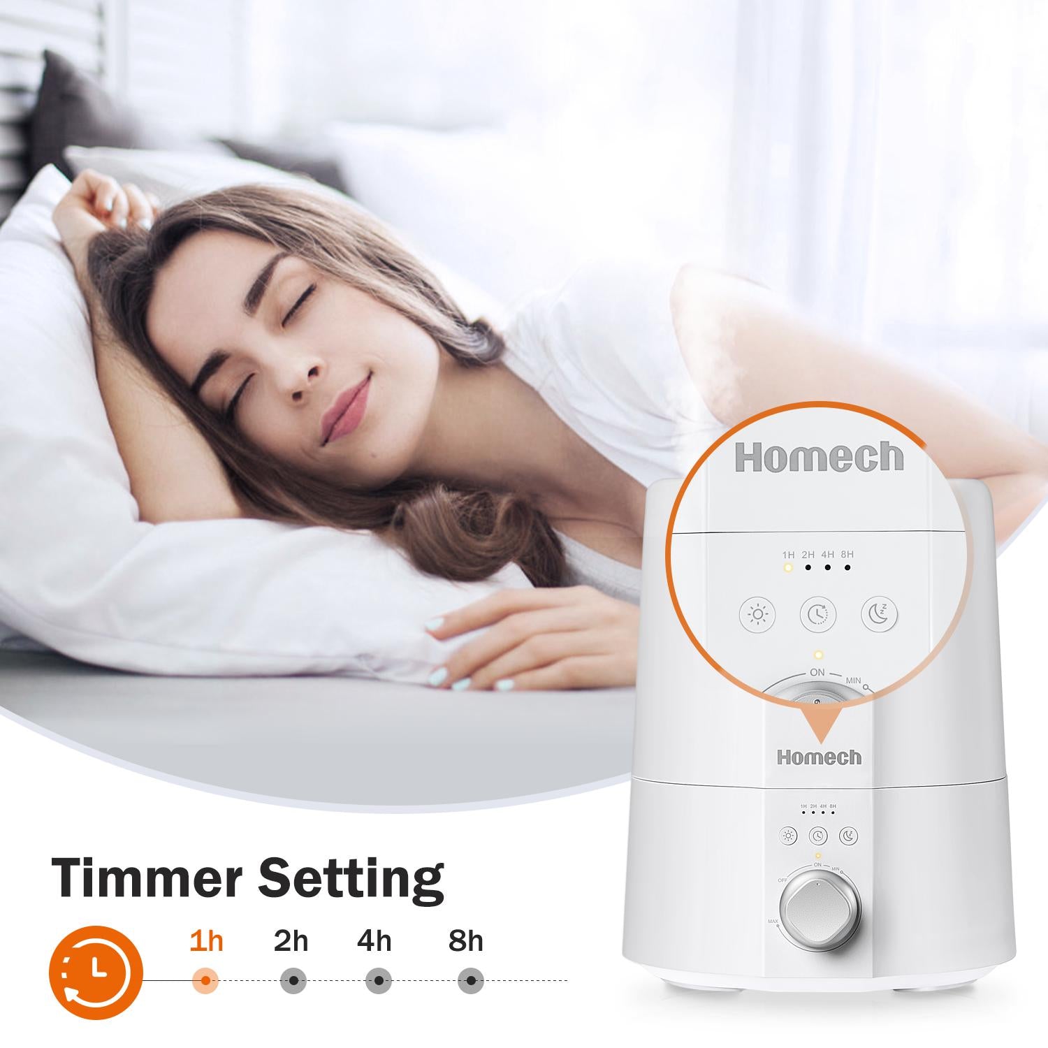 Homech Humidifiers, 2.5L Cool Mist Ultrasonic Humidifier with Warm Night Light-TaoTronics