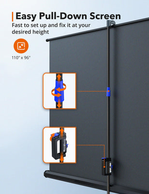 Projector Screen with Stand HP020, 120 inch Projector Screen 4K HD with Wrinkle-Free Design-TaoTronics