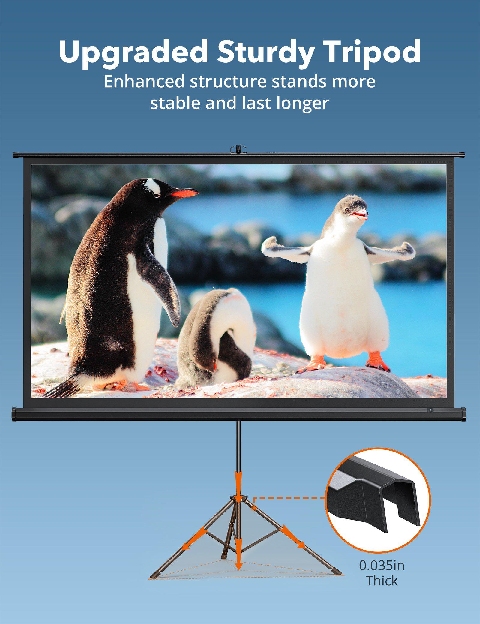 100'' Projector Screen with Stand HP021, Upgraded for Indoor Outdoor Use-TaoTronics