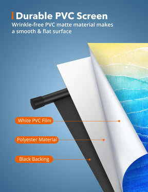 100'' Projector Screen with Stand HP021, Upgraded for Indoor Outdoor Use-TaoTronics
