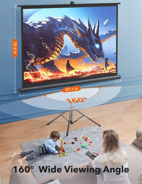 100'' Projector Screen with Stand HP021, Upgraded for Indoor Outdoor Use-TaoTronics