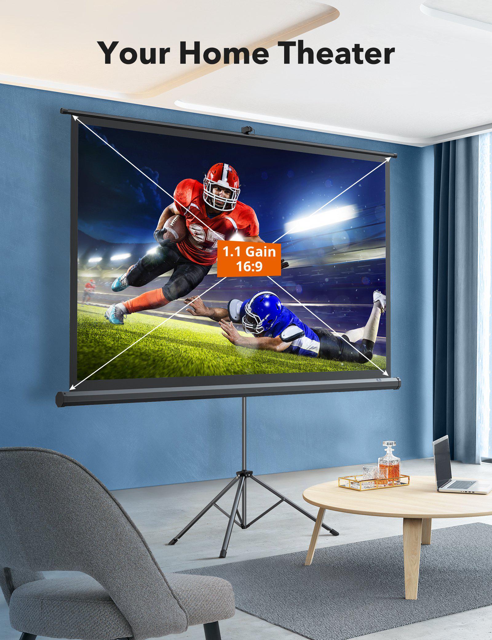 100'' Projector Screen with Stand HP021, Upgraded for Indoor Outdoor Use-TaoTronics