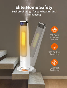 TaoTronics 30" Space Heater & Humidifier 019, 1500W Whole Room Heater with 1L Water Tank for Home