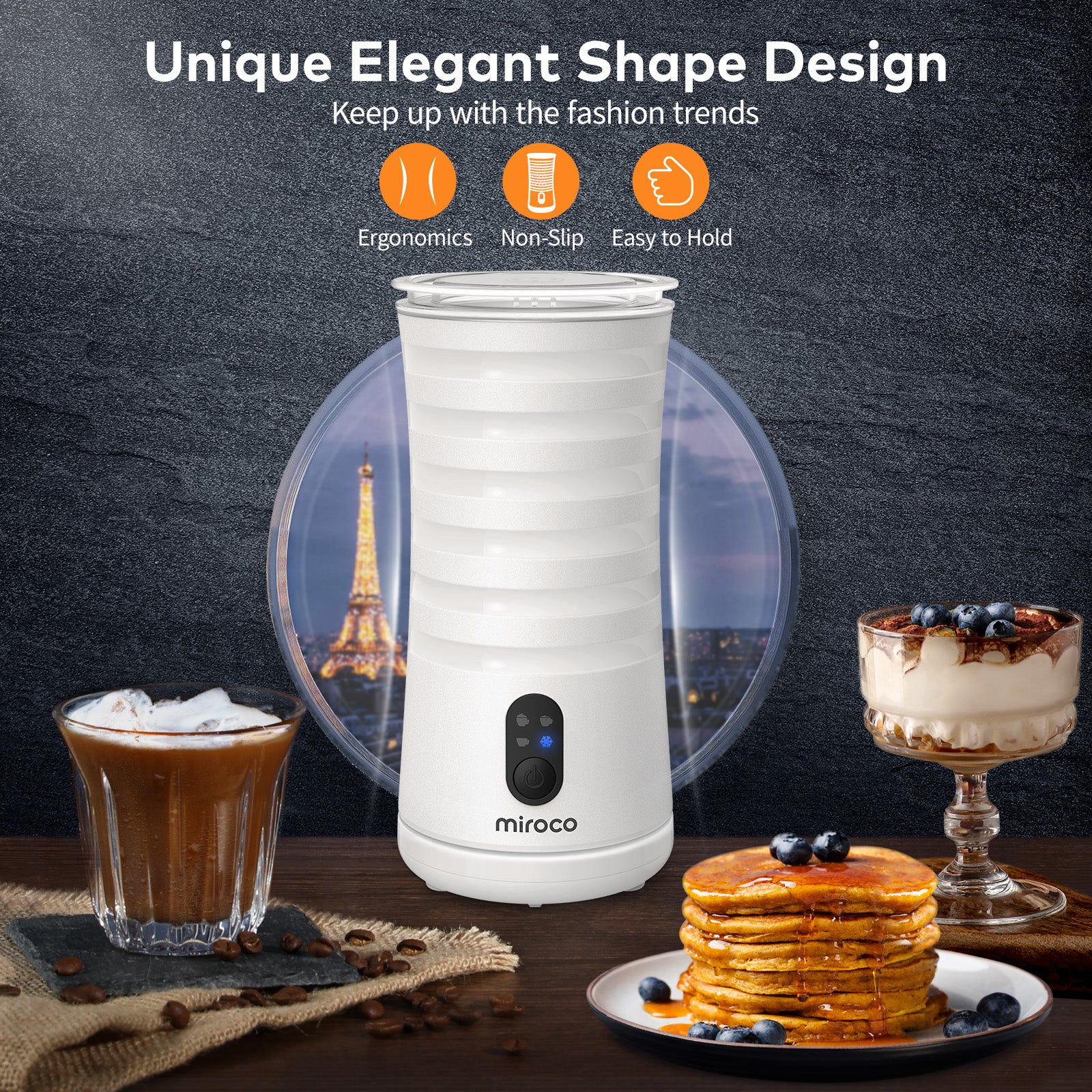 Portable 4-in-1 Milk Frother with Cold and Hot Foam Options