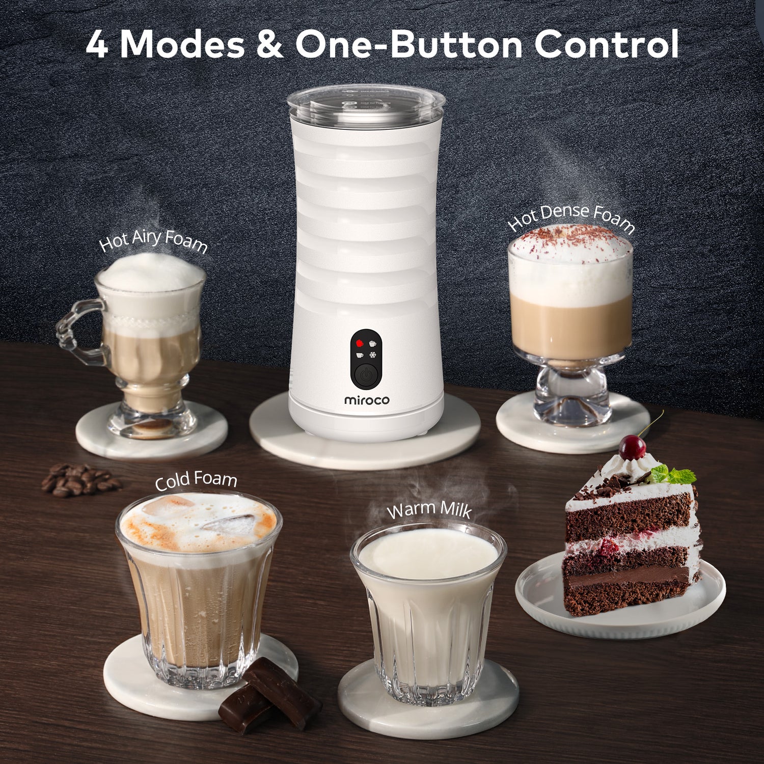 Milk Frother, Miroco Electric Milk Steamer Soft Foam Maker for Hot and