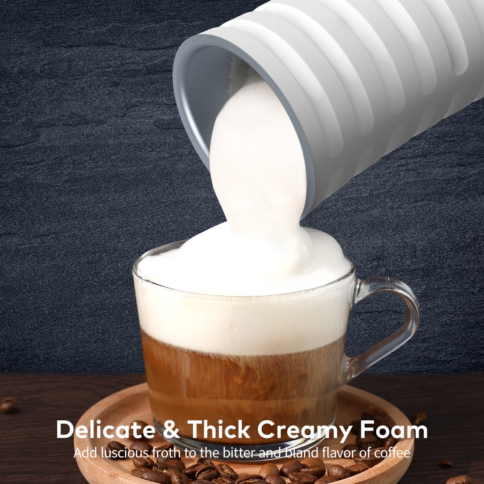 Portable 4-in-1 Milk Frother with Cold and Hot Foam Options