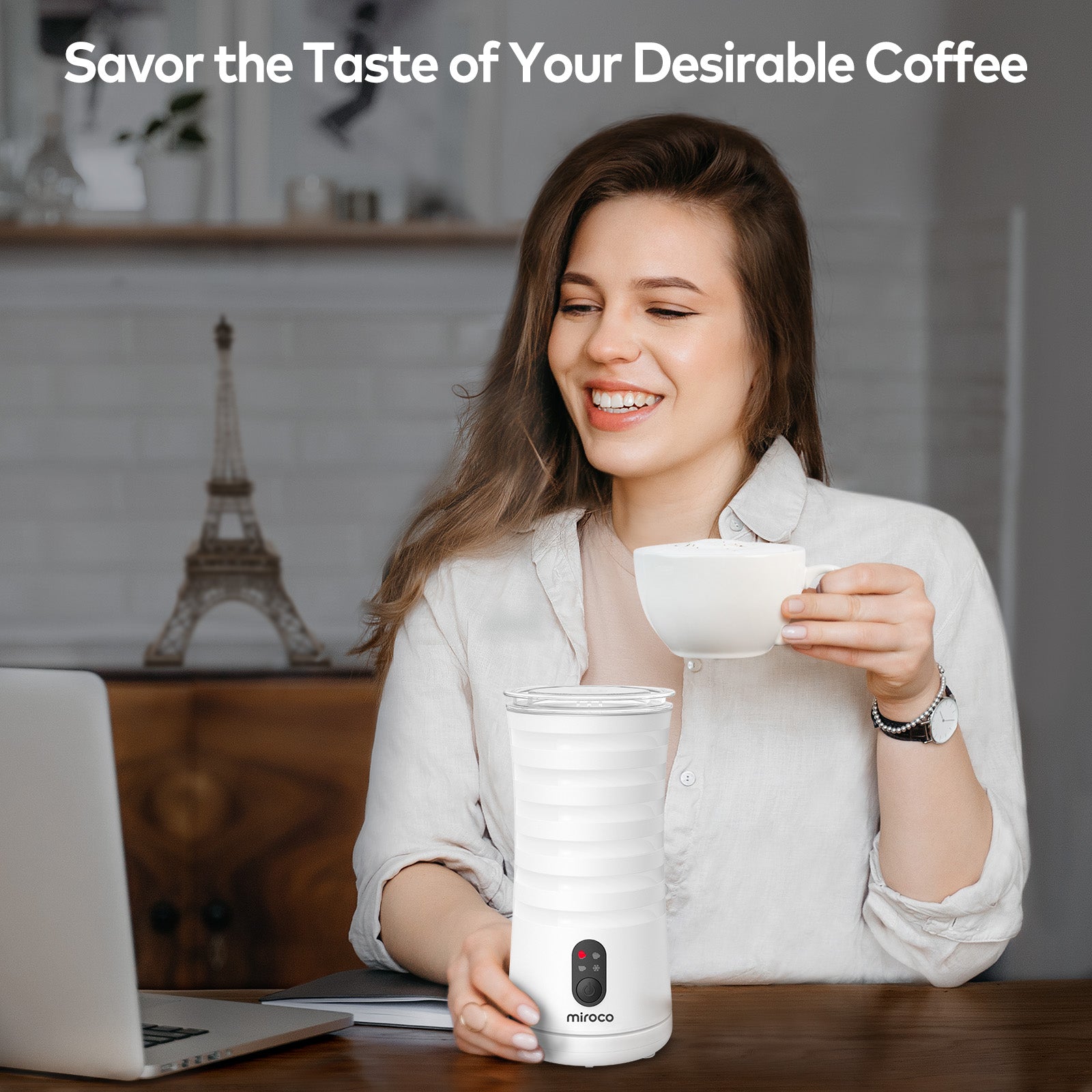 Portable 4-in-1 Milk Frother with Cold and Hot Foam Options