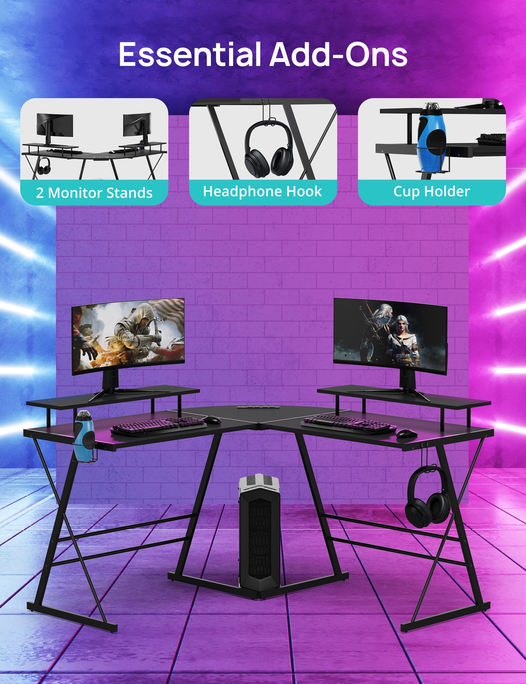 Evajoy L-Shaped Gaming Desk, 50.4" Gaming Desk 2024