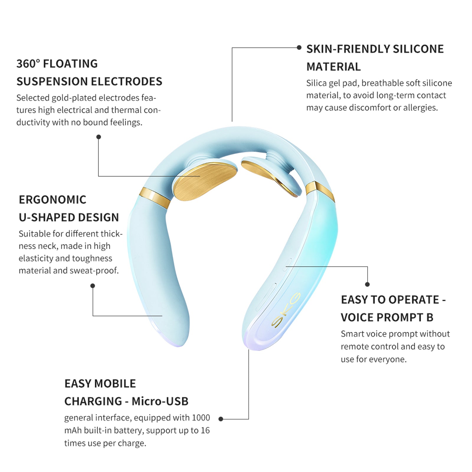 SKG Smart Neck Massager 4356 with Heat Function Voice Broadcast