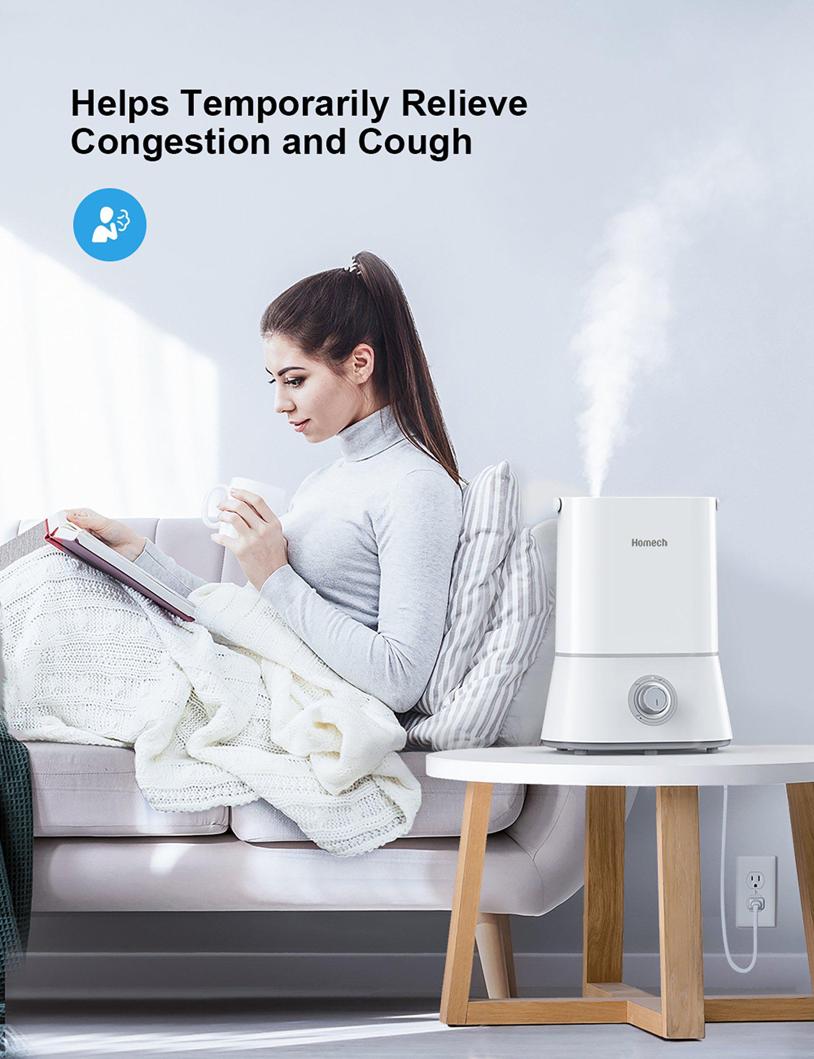 Homech Cool Mist Humidifiers, 26dB Quiet Humidifiers, 4L Ultrasonic Humidifiers-TaoTronics