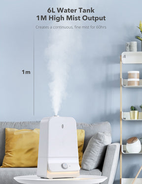 6L Cool Mist Humidifier 025, 26dB Quiet Ultrasonic Humidifiers for Large Bedroom Babies Adults