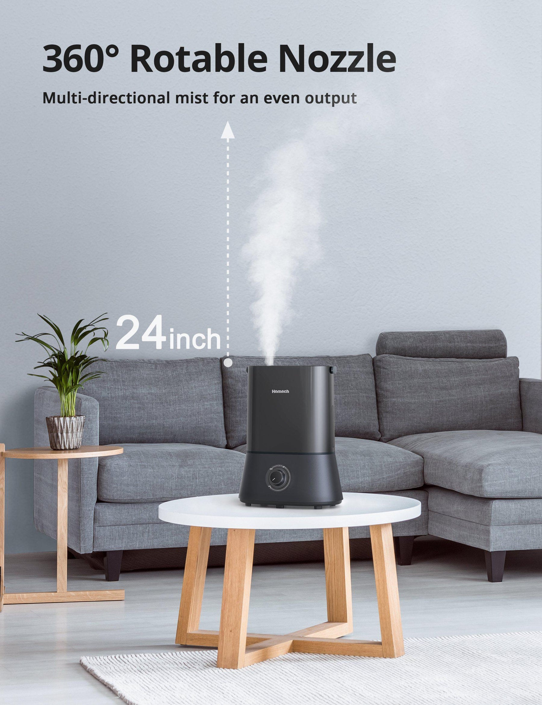 Homech Cool Mist Humidifiers, 26dB Quiet Humidifiers, 4L Ultrasonic Humidifiers-TaoTronics