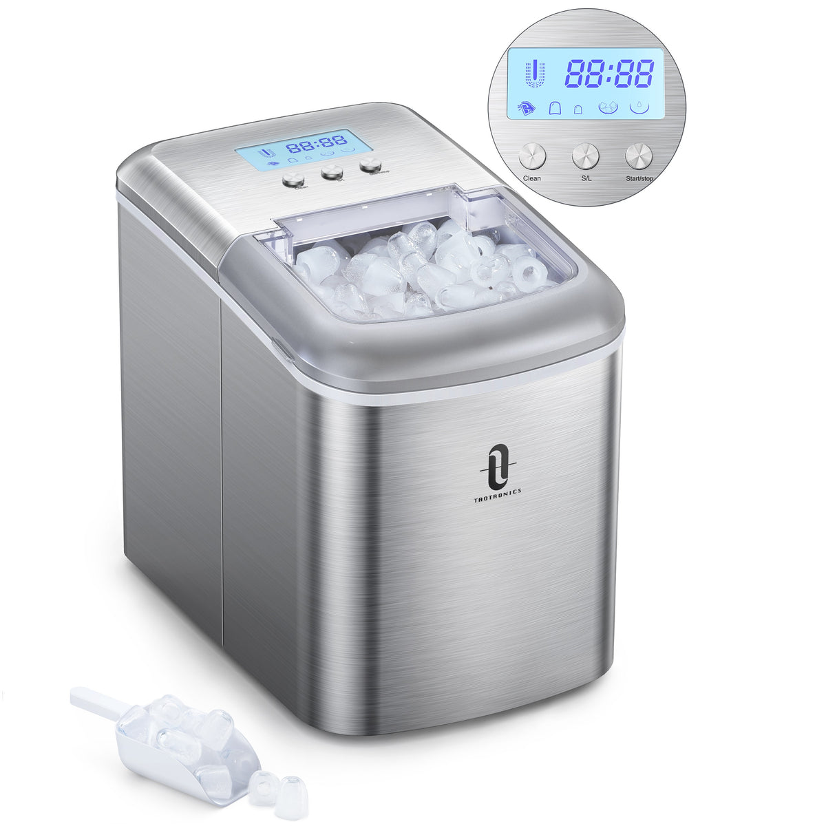 2.1L Electric Ice Maker with Scoop Basket ，Countertop Machine with LCD Display-TaoTronics US