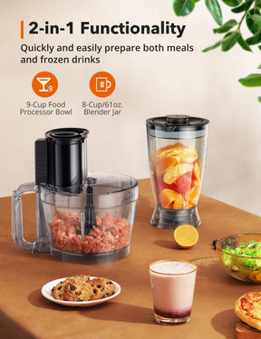 Food Processor and Blender Combo, 600W 9-Cup Food Processor-TaoTronics