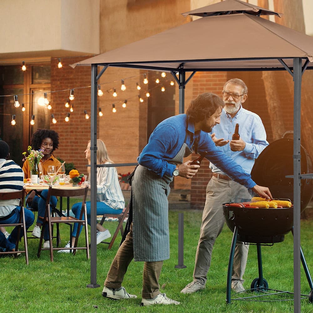 OLILAWN 8' x 5' Grill Gazebo, BBQ Gazebo Canopy for Outdoor Grill, Booarbecue Canopy