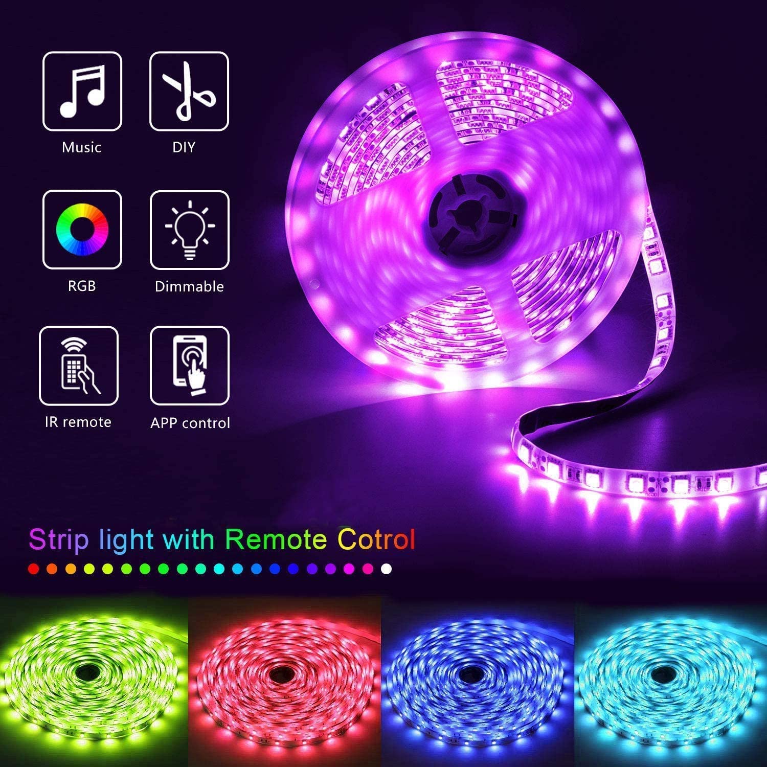 50% OFF Today-LED Strip Lights, WiFi LED Tape Lights Works with Alexa