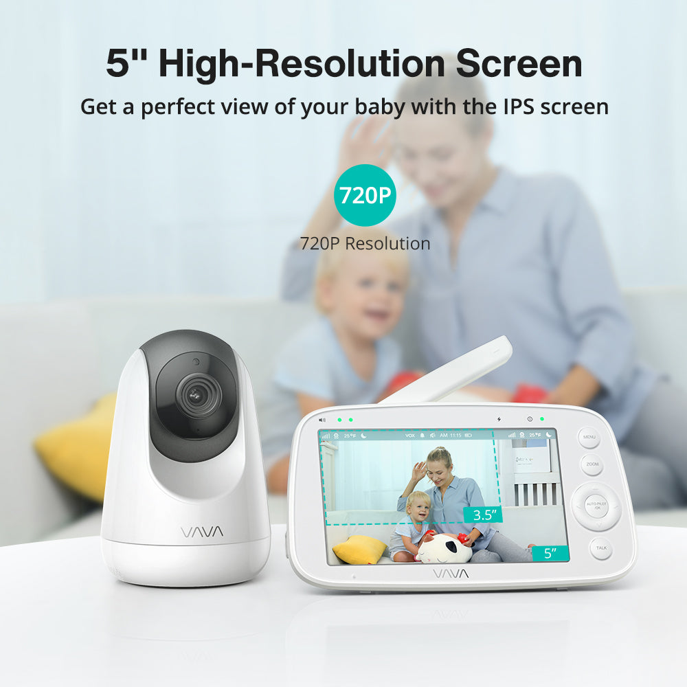 Baby Monitor, VAVA 5" 720P Video Baby Monitor with Pan-Tilt-Zoom Camera