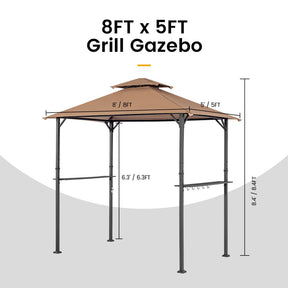 OLILAWN 8' x 5' Grill Gazebo, BBQ Gazebo Canopy for Outdoor Grill, Booarbecue Canopy
