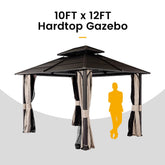 10' x 12' Andes Hardtop Gazebo with Double Roof, Curtain & Netting